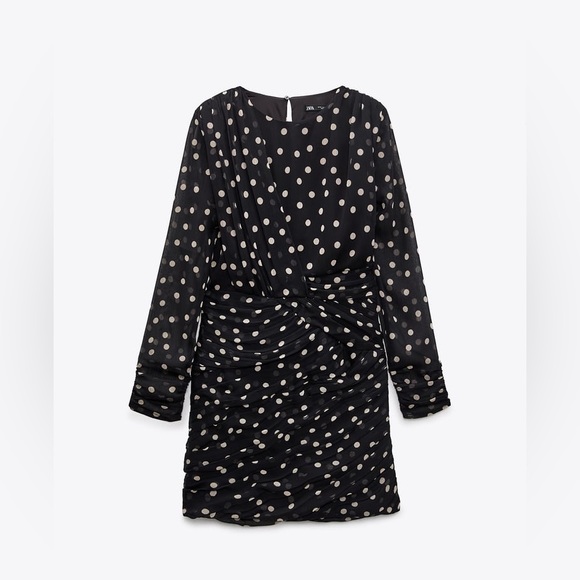 Zara mini dress polka dot longs sleeve casual party - Picture 7 of 9